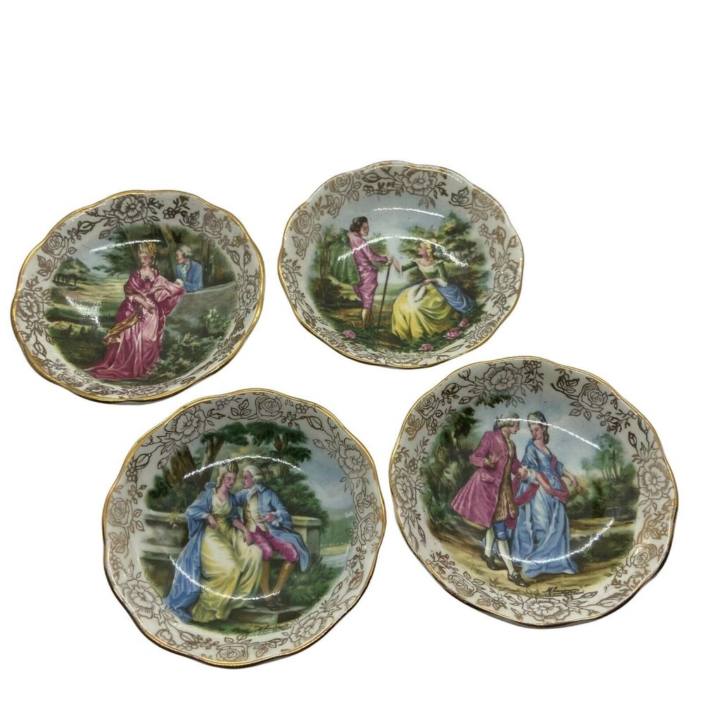 Collectible Plates James Kent Longton Romance Vintage Lords & Ladies Set Of 4